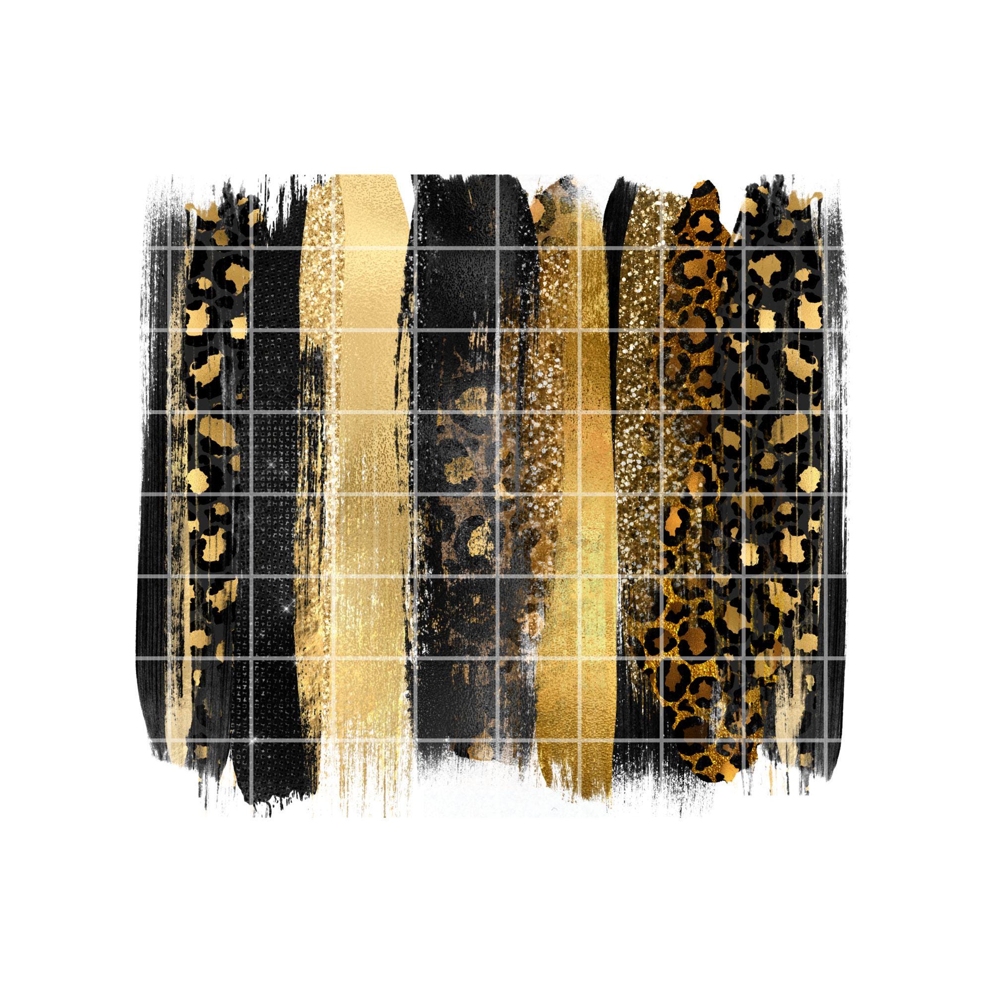 Leopard Brush Strokes | Black and Gold Background | Safari Brush Stroke ...