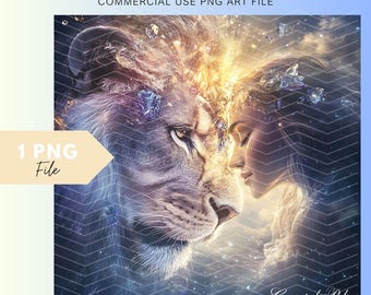 Celestial Lion PNG, Celestial Guardian Digital Art, Mythical Art, Lion, Fantasy Art Decor, Printable Art, Celestial PNG Decor, Faith, Love