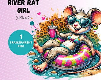 Girl River Rat, Rat On The River, Tubing and Kayak Sublimation PNG,  Digital PNG, River Tubing, Fun River PNG, Sublimation, Summer Digital