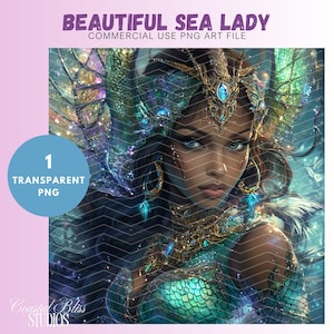 Piękna Dama Morza PNG, Piękna Syrena Sztuka Cyfrowa, Syrena, Syrena Morska, Wystrój Sztuki Nadmorskiej, Sztuka Do Wydrukowania, Wystrój Ocean Fantasy, Syrena