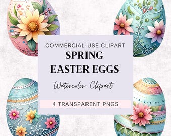 Aquarell Frühling Ostereier Clipart, transparente PNGs, Osterhase Korb, Kunstvolle Ostereier, Flora dekoriert Osterei Clipart, Ostern