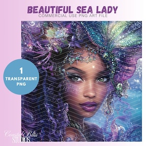 Beautiful Sea Lady, Mermaid PNG, Mermaid Digital Art, Mermaid,Sea Siren, Coastal Art Decor, 300 DPI Printable Art, Ocean Fantasy Decor, PNG