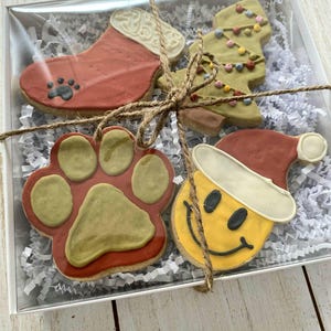 Christmas Gift Dog Treats, Gourmet Holiday Cookies,  4 Count Gift Box
