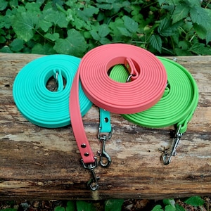 3/4&quot; Biothane Long Line, Waterproof Dog Leash, Attatchable Handle, Drop Line