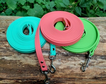 3/4" Biothane Long Line, Waterproof Dog Leash, Attatchable Handle, Drop Line
