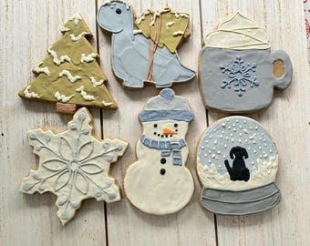 Christmas Winter Dog Treats, Holiday Dog Cookies, Gourmet Gift for Dogs, 6 Count