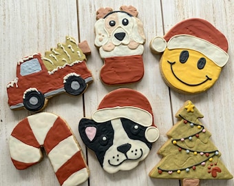 Christmas Dog Treats, Holiday Dog Cookies, Gourmet Gift for Dogs, 6 Count