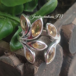 Natural Citrine Ring,925 Sterling Silver,Dainty Ring,Statement Ring,Wedding Ring,Six Gemstone Ring,Gift For Her,Hippie Ring,Anniversary Gift