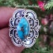 Blue Copper Turquoise Ring925 Sterling SilverBohemian image 0