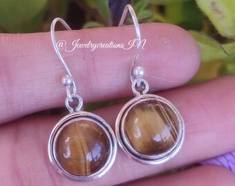 Tiger Eye Earring,925 Sterling Silver,Statement Earring,Dangle & Drop Earring,Unique Gemstone,Natural Gemstone,Boho Earring,Gift For Women