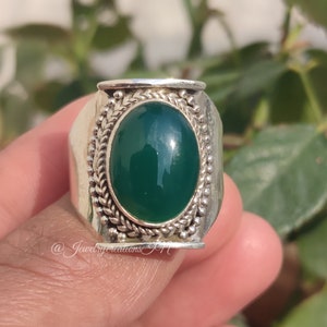 Grüner Onyx Ring, 92,5% Sterling Silber Ring, Dezember Geburtsstein, Statement Ring, Brautring, Zierlicher Ring, Grüner Edelstein Ring, Boho