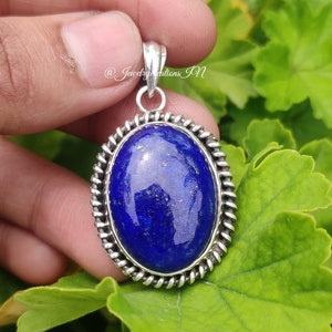 Lapis Lazuli Pendant,925 Sterling Silver,Natural Lapis Lazuli Gemstone,Healing Pendant,Blue Pendant,Handmade Pendant,Boho Pendant,Gift Her