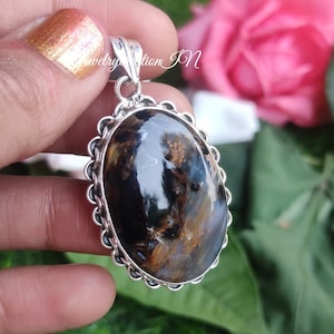 Natural Pietersite Pendant,925 Sterling Silver,Anniversary Gift,Artisan Pendant,Bohemain Pendant,Gift Wife Sis Mom,Unique Pietersite Jewelry