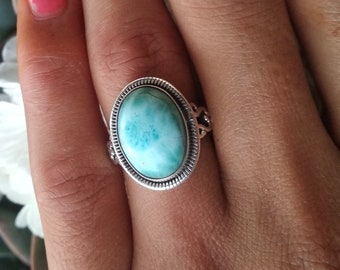 Larimar AAA 100/% naturel /> Argent Sterling 925 sélectionnez votre LARIMAR Bague Taille 6
