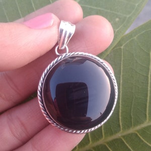 Black Onyx Pendant,92.5% Sterling Silver,Designer Pendant,December Birthstone,Natural Black Onyx Gemstone,Boho Pendant,Black Onyx Jewelry