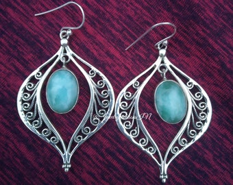 Larimar Earring,925 Sterling Sliver Earring,Boho Earring,Handmade Earring,Silver Earring,Dominician Larimar,Bridesmaid Earring,Gift For Her