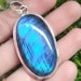 Labradorite Pendant 925 Sterling Silver Deep Blue Flashy image 0