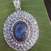 Labradorite Pendant92.5 Sterling SilverCarved StoneFloral image 0