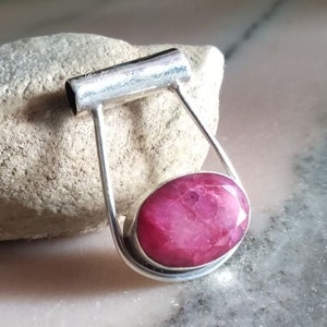 Ruby Pendant,925 Sterling Sliver,Boho Pendant,Handmade Pendant,Promise Pendant,July Birthstone,Bridal Pendant,Statement Pendant,Red Ruby