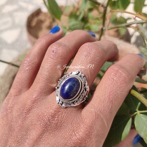 Lapis Lazuli Ring, 925 Silver Ring, Boho Ring, September Birthstone, Statement Ring, Women's Ring, Promise Ring, Blue Stone Ring,Hippie Ring image 3