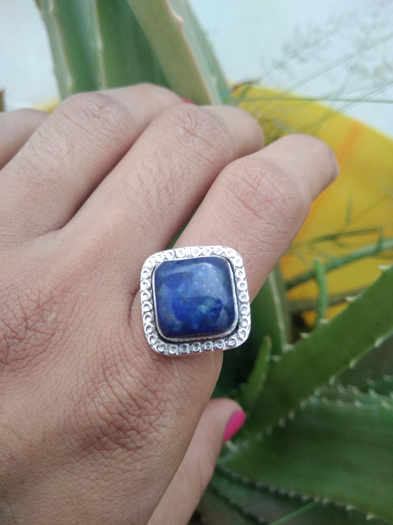 Lapis Lazuli Ring Sterling Silver JewelryNatural Gemstone image 0