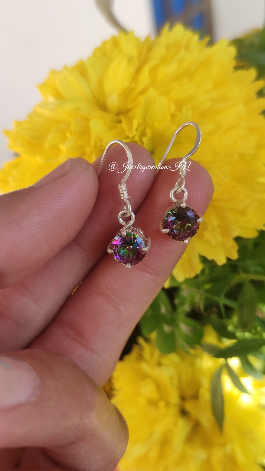 Mystic Topaz Earring,925 Silver Earrings,rainbow Topaz Earrings,boho