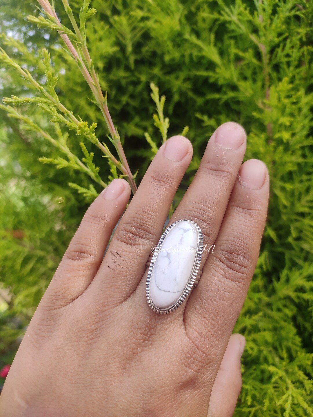 Buy White Howlite Ring,925 Sterling Silver,long Ring,promise Ring ...