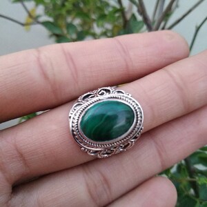 Natural Malachite Ring,Sterling Silver Ring,Scorpio Birthstone,Alternate Engagement Ring,Bohemian Ring,Gift For Her,Promise Ring,Dainty Ring image 3