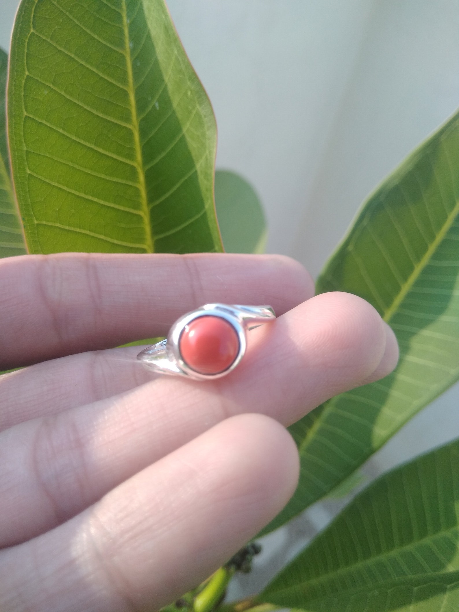 Red Coral Ring 925 Sterling Silver Ring Handmade Ring Etsy
