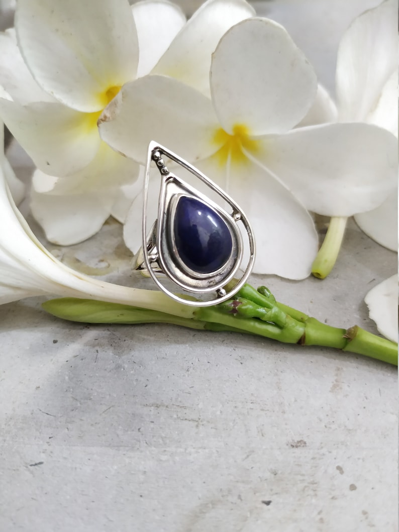 Lapis Lazuli Ring Sterling Silver Lapis Ring Dainty Ring image 0