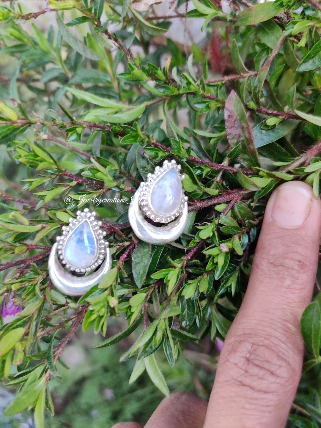 Moonstone Earring,925 Sterling Silver,rainbow Moonstone Studs,deep Blue