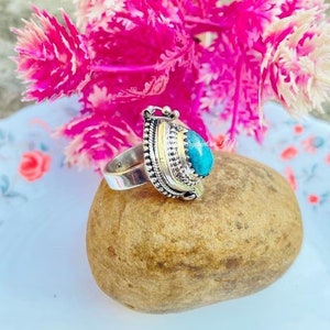 Bague en labradorite naturelle, argent sterling 925, bague de feu bleu, bague en argent faite à la main, bague en forme de larme, Boho, bagu image 2