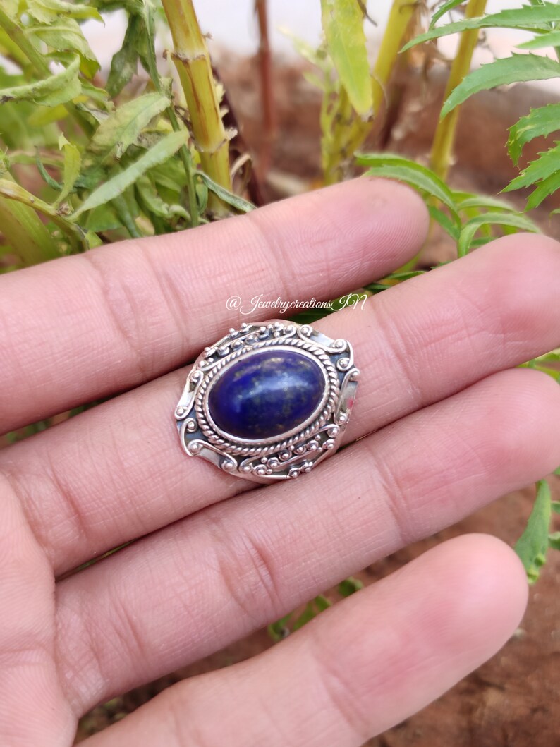Lapis Lazuli Ring, 925 Silver Ring, Boho Ring, September Birthstone, Statement Ring, Women's Ring, Promise Ring, Blue Stone Ring,Hippie Ring image 5
