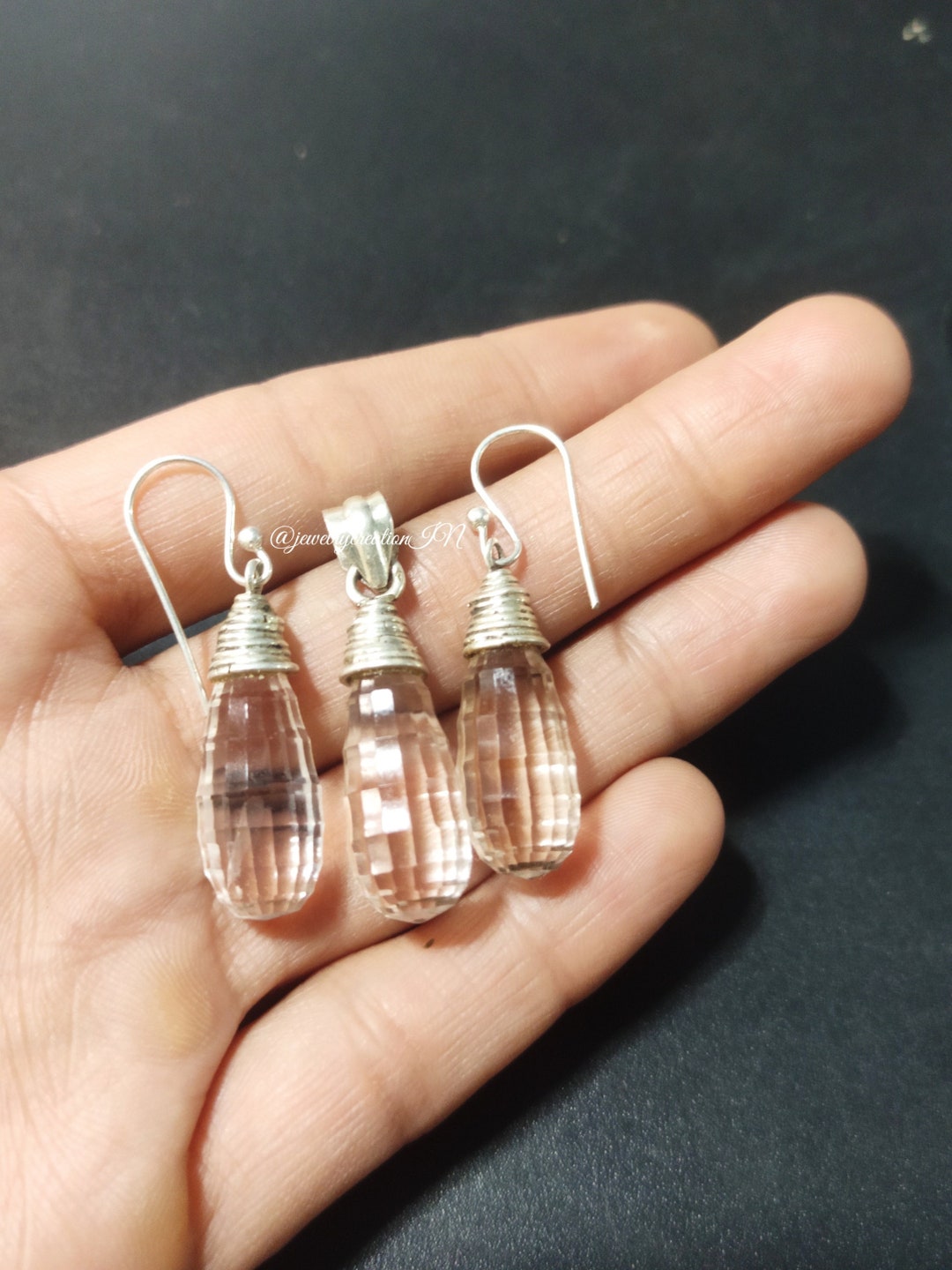 Pendentif Quartz Solaire Naturel En Argent 925 Sterling - Fait Main - Longueur 2,25 Pouces - #P15647
