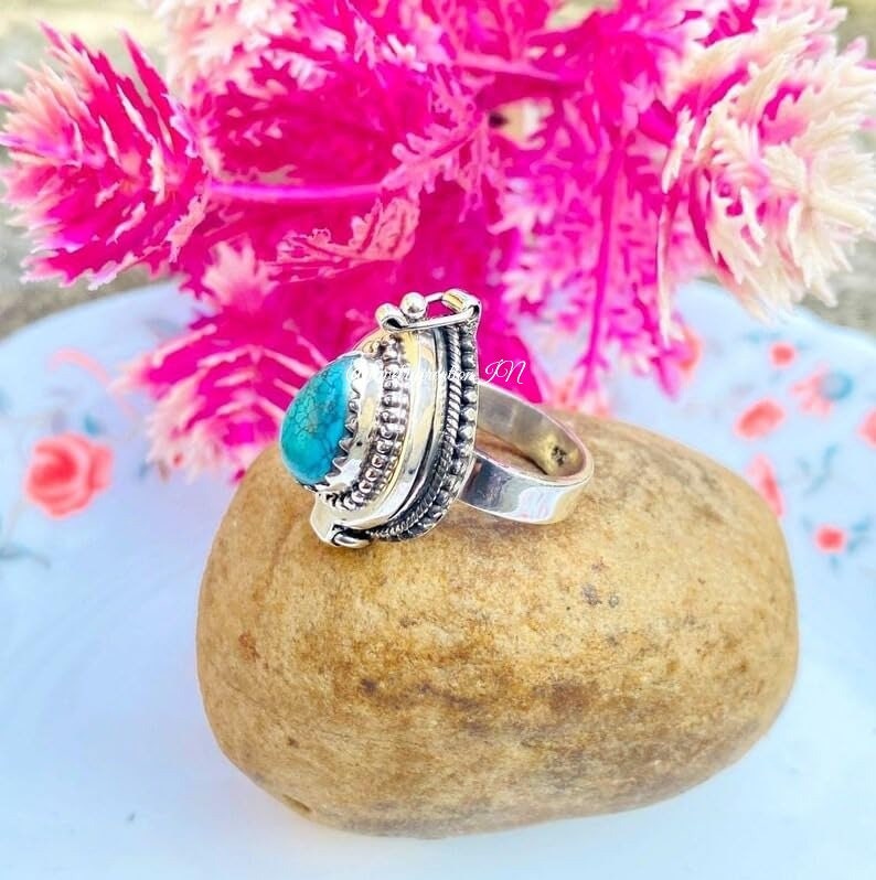 Bague en labradorite naturelle, argent sterling 925, bague de feu bleu, bague en argent faite à la main, bague en forme de larme, Boho, bagu image 3