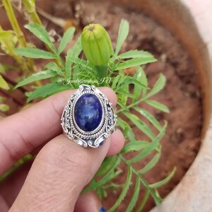 Lapis Lazuli Ring, 925 Silver Ring, Boho Ring, September Birthstone, Statement Ring, Women's Ring, Promise Ring, Blue Stone Ring,Hippie Ring image 4