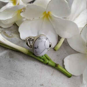 Buy White Howlite Ring,sterling Silver Ring,marble Stone Ring, Dainty ...