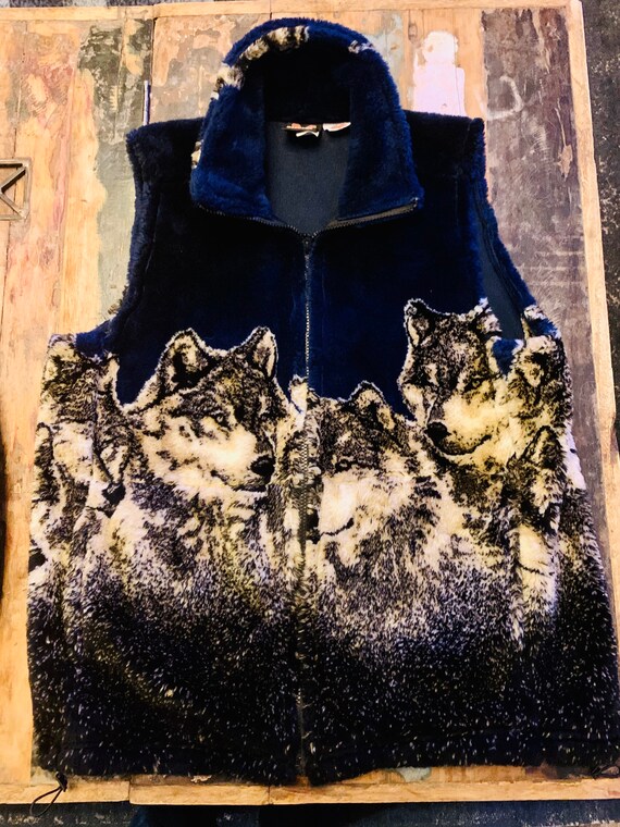 Vintage 1980s 1990s wolf vest