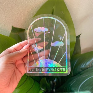 Sticker Let the Heavens Open Suncatcher | Woorden en gezegden Rainbow Making raamstickers, Christian Suncatcher-sticker, cadeau-idee