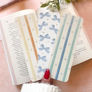 Bow Bookmark Set | Mini Bow Bookmarks, Double-Sided Bookmarks Girly Vintage Bookmark, Book lovers Bookmarks for girls Bookish Gift ideas