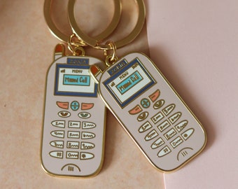 90s Zokia Cell Phone Enamel Keychain | Gold Keychain, Retro Keychain | 90s aesthetic, Cute Keychains