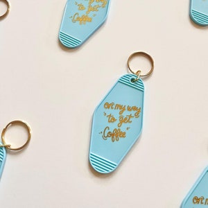 On my way to get Coffee Motel Keychain, Vintage Keychain | Retro, Keychains, Keychain idea, Keychain Gift, Coffee Gift, Cute Coffee Keychain