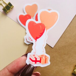 Pegatinas de vinilo con forma de globo en forma de corazón / Pegatinas con forma de globo de amor / Pegatinas de regalo / Pegatinas mate