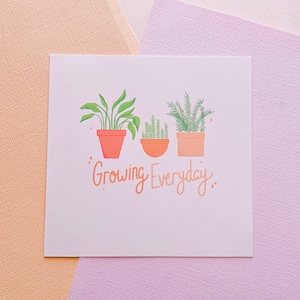 Growing Every Day Plants Art Print | 5x5 Wall Print, wall art | Art Print, Potted plants print