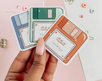 Floppy Disk Sticker Pack | 90s Aesthetic stickers | 90s Nostalgia | Cute Aesthetic Stickers, Retro Stickers | Nostalgia | Laptop Stickers