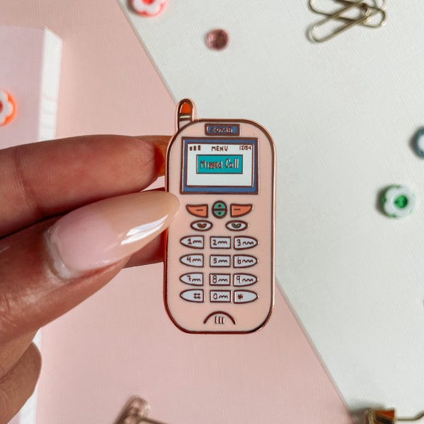 90s Zokia Cell Phone Rose Gold Enamel Pin | 90s pins, 90s nostalgia, cell phone pin