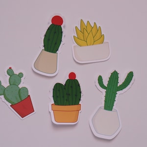 Paquete de pegatinas de plantas en macetas: paquete de 5, 4 y 3 pegatinas de plantas, pegatinas de plantas, plantas en macetas, suculentas, decoración de plantas