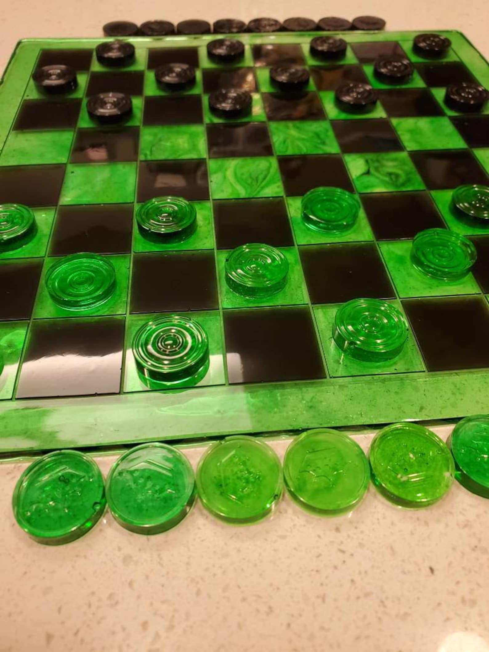 CUSTOM Handmade Resin Checkers Set Etsy
