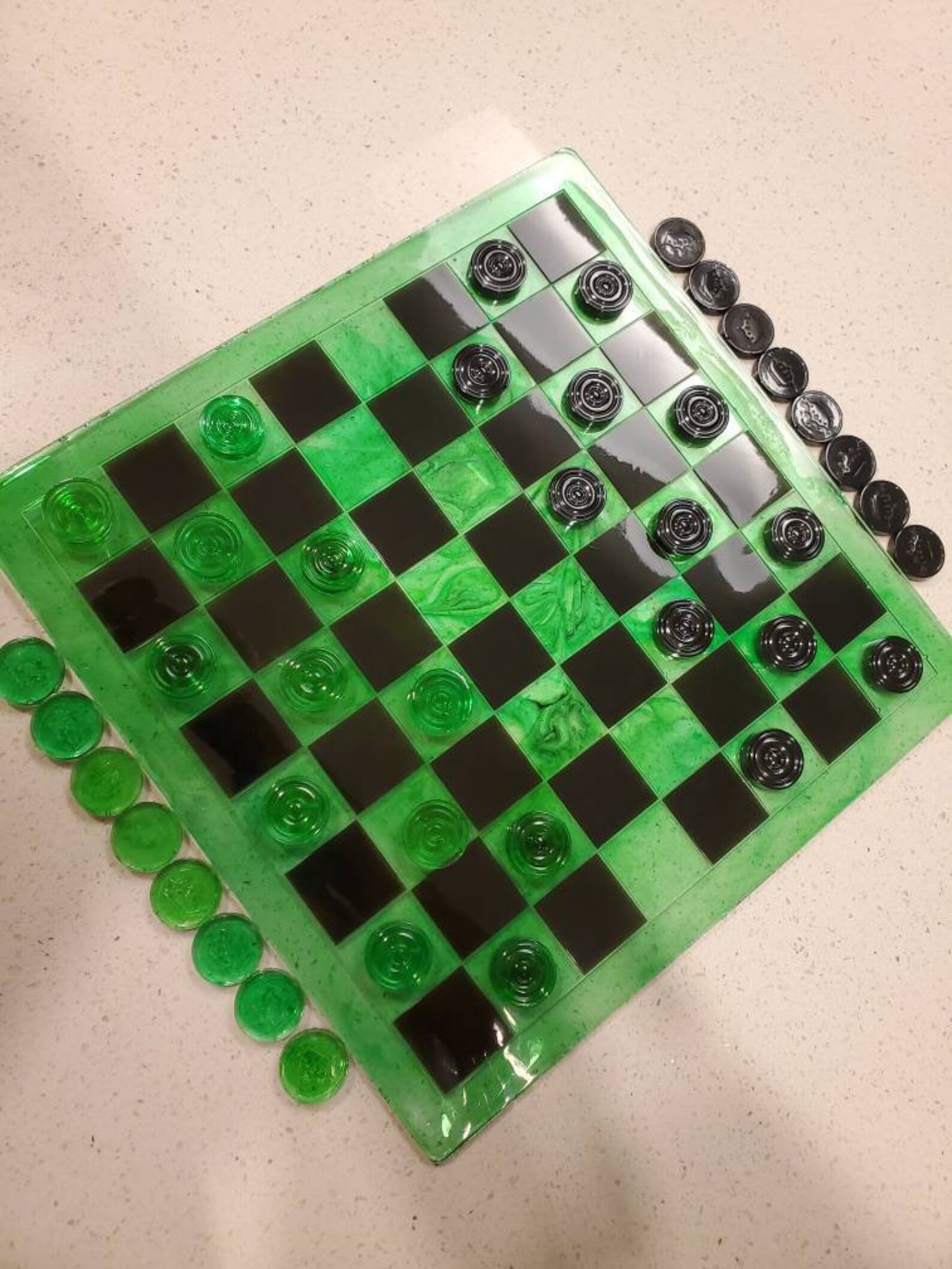 CUSTOM Handmade Resin Checkers Set Etsy