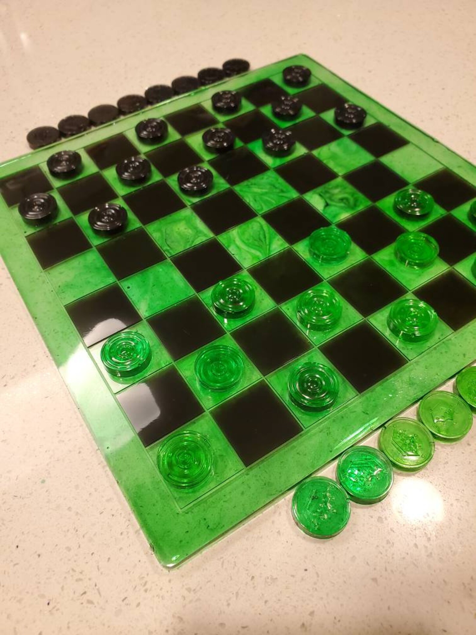 CUSTOM Handmade Resin Checkers Set Etsy